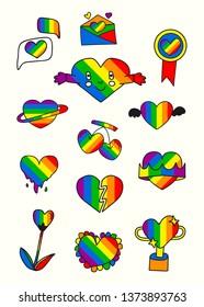 Rainbow heart design collection vectors