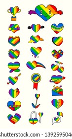 Rainbow heart design collection vectors