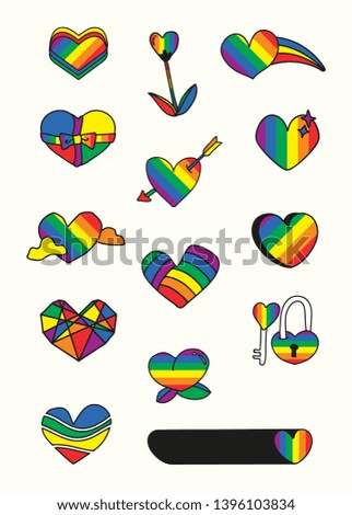 Rainbow heart design collection vectors