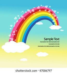 Rainbow and heart design with place for your text- Vector