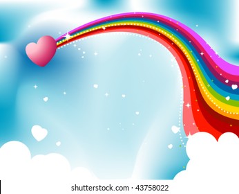 Rainbow and Heart  Design - Vector