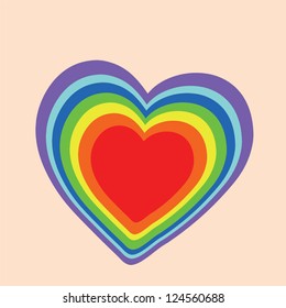 rainbow heart, doodle hand drawing style