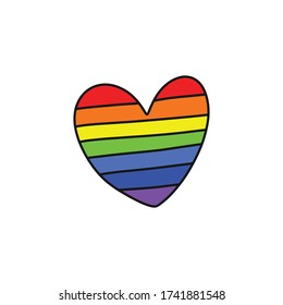 rainbow heart doodle icon, vector illustration