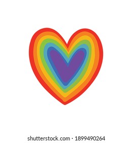 rainbow heart doodle icon, vector illustration