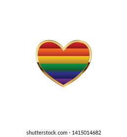 Rainbow Heart Flag Colored LGBT Pride for Lesbian Gay Bisexual and Transgender Design Element
