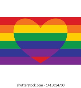 Rainbow Heart Flag Colored LGBT Pride for Lesbian Gay Bisexual and Transgender Design Element