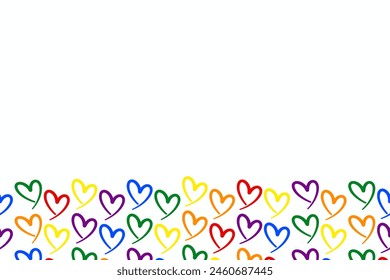 Corazón del arco iris bandera color orgullo mes fondo Anuncio copia espacio Ilustración vectorial. 