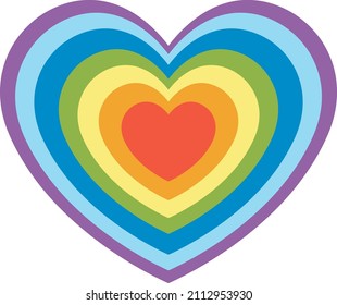 Rainbow heart in flat style illustration