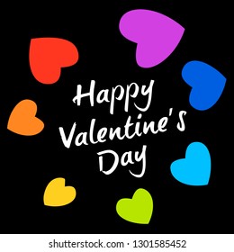 Rainbow heart frame. Congratulations on Valentine's Day.