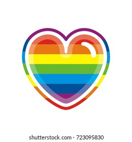 Rainbow heart in rainbow frame. Seven colors. 