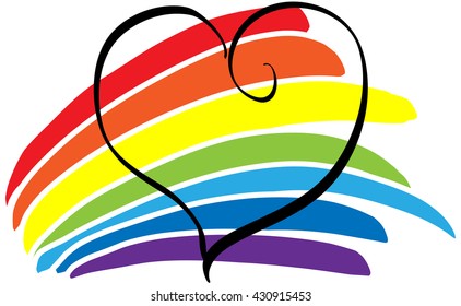 rainbow and heart, gay print