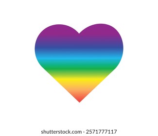 Rainbow heart with a horizontal pattern. Abstract, art, artwork, badge, cartoon, children, colourful, creative, cute, decoration, doodle, heart, icon, illustration, love, shape, texture and vector.