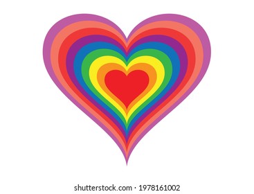 Rainbow heart icon isolated on white background.Colorful of LGBTQ+ color set.