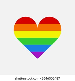 Rainbow Heart Icon – LGBTQ+ Pride Symbol with Vibrant Colors