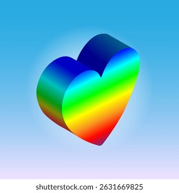 Rainbow heart icon on white background