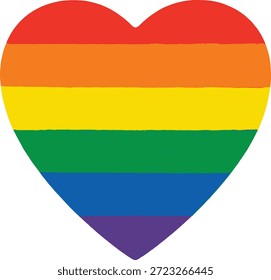 Ícone de coração de arco-íris com cores de bandeira do orgulho, símbolo LGBTQ de amor, inclusão, diversidade, igualdade, solidariedade, design gráfico vetorialÍcone de coração de arco-íris com cores de bandeira do orgulho, símbolo LGBTQ de amor, inclusão, diversidade, igualdade, solidariedade, design gráfico vetorial