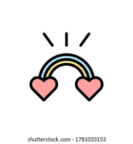 Rainbow, heart icon. Simple color with outline vector elements of marriage icons for ui and ux, website or mobile application