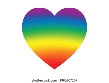 Rainbow heart icon vector isolated on white background.Colorful of LGBTQ+ color set on pride month concept.