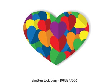 Rainbow heart icon vector isolated on white background.Colorful of LGBTQ+ color set on pride month concept.