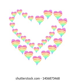 Rainbow heart isolated on white background. Hand drawing. Greeting card. Vector illustration   