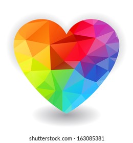 Rainbow Heart, Isolated On White Background, Vector Illustration