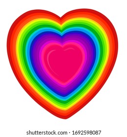 Rainbow Heart Isolated on White Background. Peace Concept. Vector Illustration