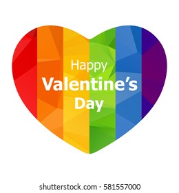 Rainbow heart isolated on white background. Gay pride symbol. LGBT community symbol. Design element for flyers and banners.