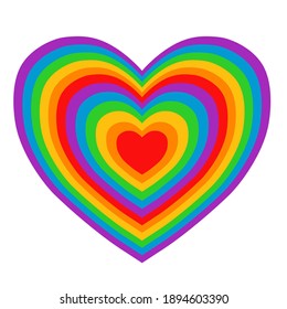 Rainbow heart, LGBT community pride concept. Vector illustration isolated on white.