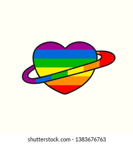 Rainbow heart lgbt design vector