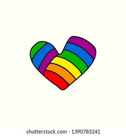 Rainbow heart lgbt design vector