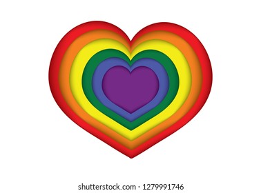 rainbow heart LGBT paper cut