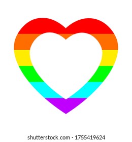 Corazón arcoiris, símbolo LGBT, ilustración vectorial.