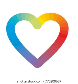 Rainbow heart logo isolated on white. Symbol of tolerance and peace