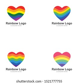 Rainbow heart love symbol icon with colorful