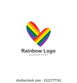 Rainbow heart love symbol icon with colorful