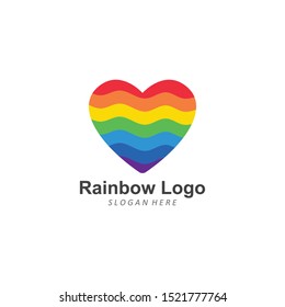 Rainbow heart love symbol icon with colorful