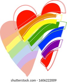 Rainbow heart love symbol icon with colorful vector.Valentine's day illustration.Rainbow abstract hearts.
LGBT rainbow heart symbol love. Pride day heart.