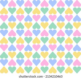 Rainbow Heart Love Valentine's Day Purple Blue Green Yellow Orange Pink Pattern Square Background Vector Cartoon Illustration Tablecloth, Picnic mat wrap paper, Mat, Fabric, Textile, Scarf.