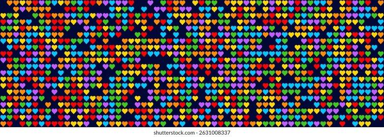 Rainbow Heart Mosaic, seamless vector pattern