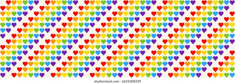 Rainbow Heart Mosaic, seamless vector pattern