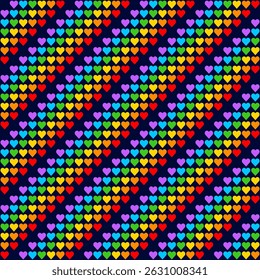 Rainbow Heart Mosaic, seamless vector pattern