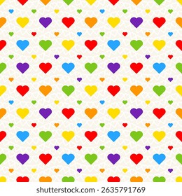 Rainbow Heart Mosaic, seamless vector pattern
