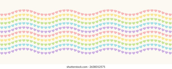 Rainbow Heart Mosaic, seamless vector pattern