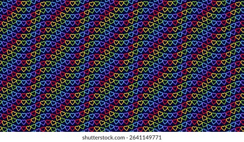 Rainbow Heart Mosaic, seamless vector pattern