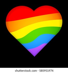 Rainbow heart on dark background. LGBT community symbol. Vector illustration.