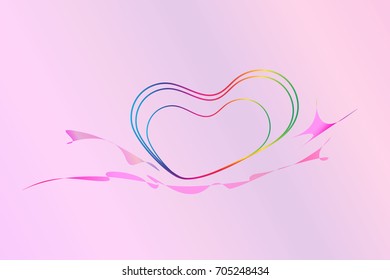 
Rainbow heart on a pink background