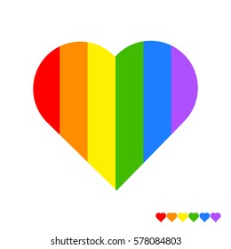 Rainbow heart on white background. LGBT community symbol. Vector illustration.