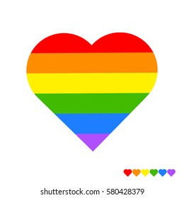 Rainbow heart on white background. LGBT community symbol. Vector illustration.