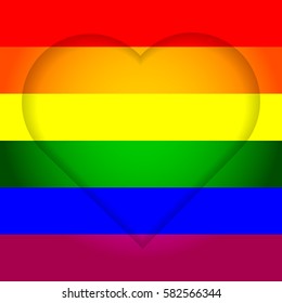 Rainbow heart on white background. LGBT community symbol. Vector illustration.