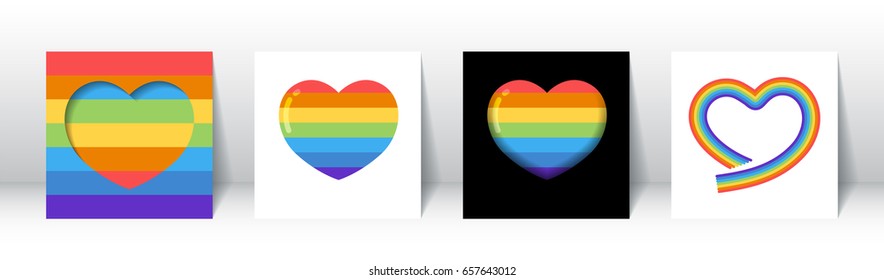 rainbow heart paper card